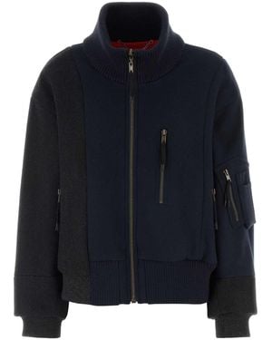 Maison Margiela Two-tone Wool Bomber Jacket - Blue
