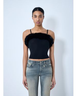 Balenciaga Faux Fur Strap Top - Blue