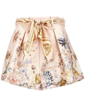Zimmermann Valiant Floral Twill Shorts - Natural