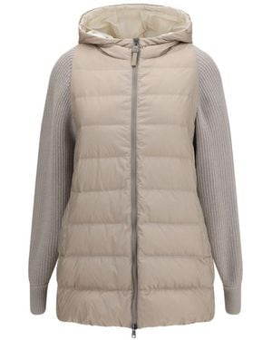 Brunello Cucinelli Midi Padded Jacket - Natural