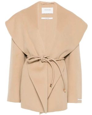 Sportmax Belted Shawl-Collar Jacket - Natural
