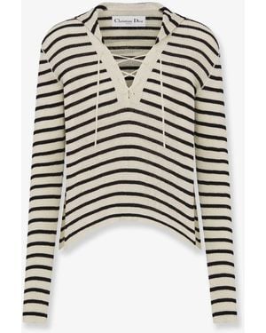 Dior Dior Dioriviera Striped Linen And Silk Sweater - White