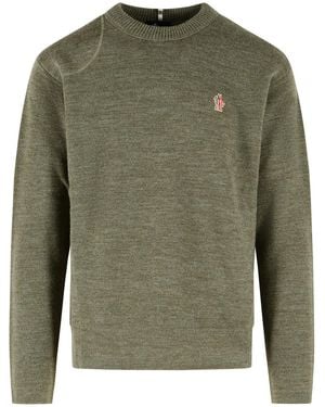 Moncler Virgin Wool Logo Sweater - Green