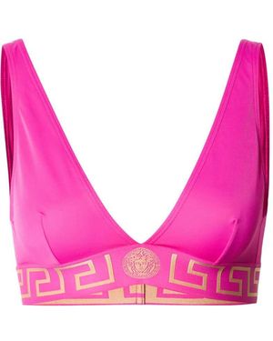 Versace Bikini Top With Logo Band - Pink