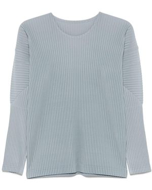 Homme Plissé Issey Miyake Pleated Long-Sleeved Top With Minimalist Design - Blue