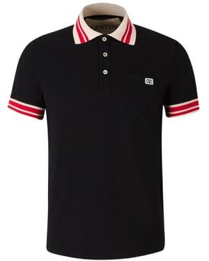 Valentino Vlogo Signature Cotton Polo Shirt - Black