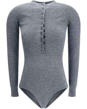 Self-Portrait Long-Sleeved Wool Bodysuit - Blue