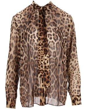 Dolce & Gabbana Dolce & Gabbana Leopard Print Chiffon Shirt - Brown