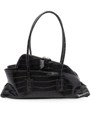 The Attico La Passeggiata Small Leather Shoulder Bag - Black