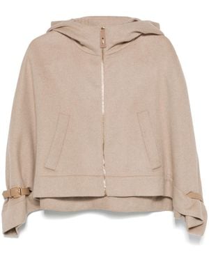 Max Mara Wool Hooded Cape - Natural
