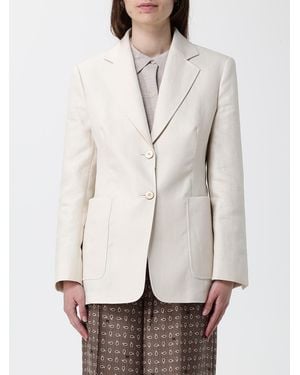Max Mara Single-Breasted Camel Drap Blazer - Natural