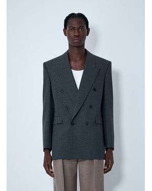 Saint Laurent Double-Breasted Wool Blazer - Gray