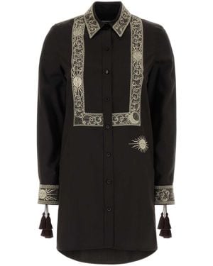 Burberry Chocolate Silk Shirt Dress - Black