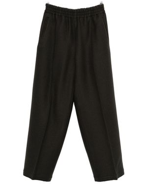 Ami Paris Wool Wide-Leg Pants - Black