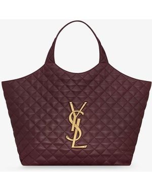 Saint Laurent Icare Quilted Leather Handbag - Purple