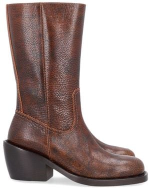 Dries Van Noten Ankle Boot With A Buckle - Brown