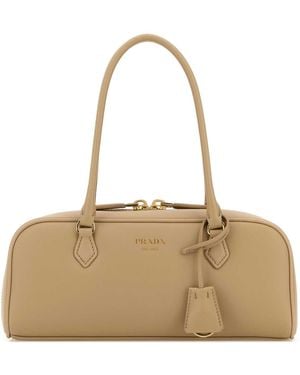 Prada Leather Medium Handbag - Natural