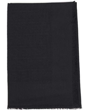 Fendi Silk Ff Wool And Silk And Cashmere Shawl - Black