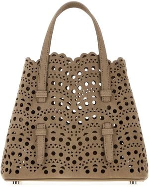 Alaïa Dove Nabuck Mina 20 Handbag - Natural
