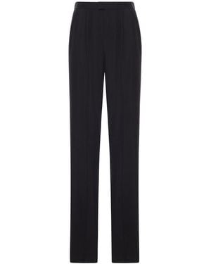 Saint Laurent Habotai Silk Pants - Blue
