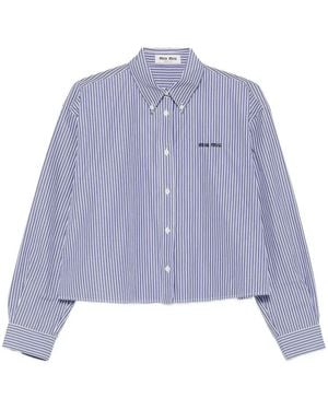 Miu Miu Micro Pinstripe Poplin Shirt - Purple
