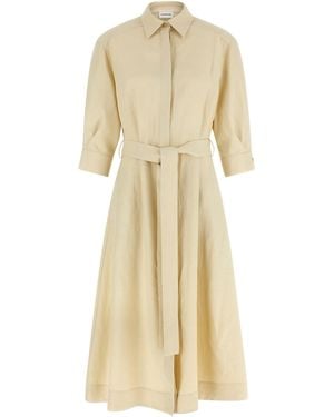 P.A.R.O.S.H. Shirt Collar Midi Dress - Natural