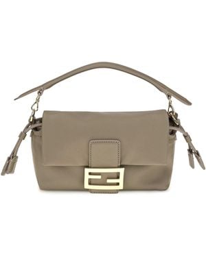 Fendi Small Baguette Soft Nappa Leather Handbag - Natural