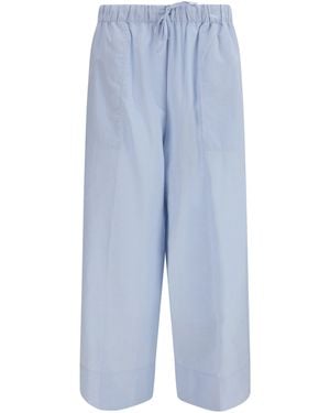 TOTEME Cotton And Linen Blend Palazzo Pants - Blue