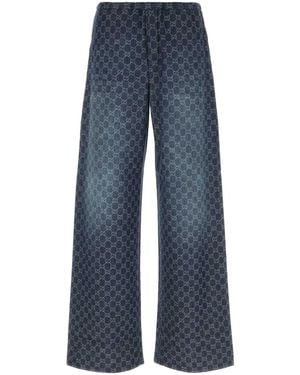 Gucci Printed Chambray Pant - Blue