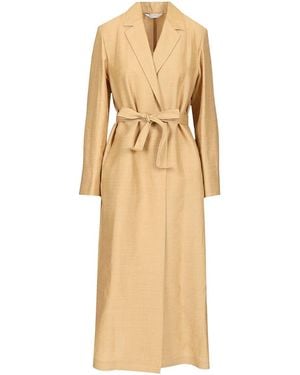 Max Mara Linen And Silk Canvas Overcoat - Natural