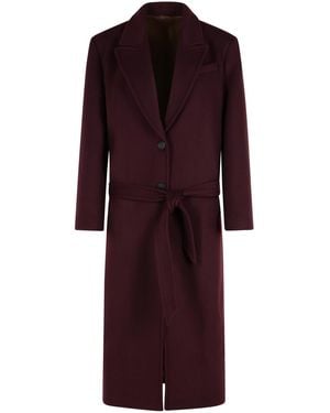 The Attico Burgundy Virgin Wool Blend Long Coat - Red