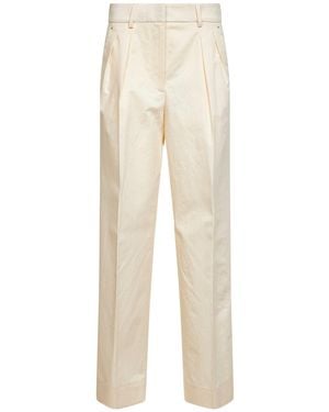 Moncler Natural Cotton Gabardine Wide-Leg Tailored Pants