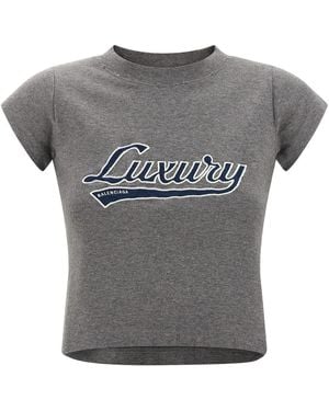 Balenciaga 'Shrunk Luxury Script' T-Shirt - Gray