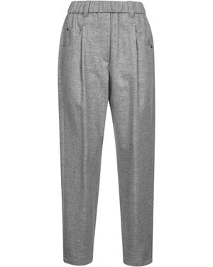 パンツ BRUNELLO CUCINELLI Baggy Sartorial wool trousers Sartorial Baggy trousers for Woman in Lead | Brunello Cucinelli