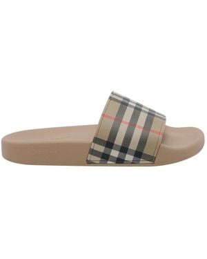 Burberry Check Sandals - Gray