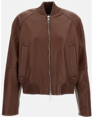 Sportmax Nappa Leather Bomber Jacket - Brown