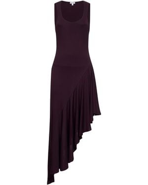 Alaïa Burgundy Fluid Jersey Asymmetric Dress - Purple