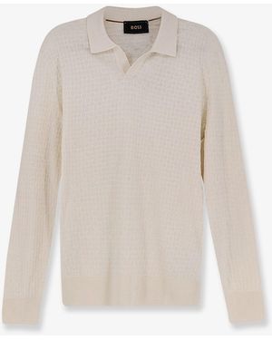 BOSS Silk Sweater With Processing All-Over - White