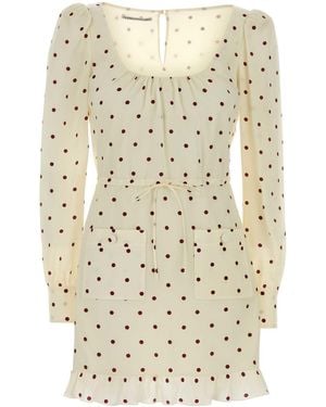 Alessandra Rich Printed Silk Mini Dress - Natural
