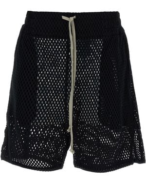 Rick Owens Perforated Cotton Bermuda Shorts - Black