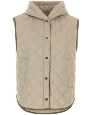 Brunello Cucinelli Sand Nylon Sleeveless Jacket - Natural