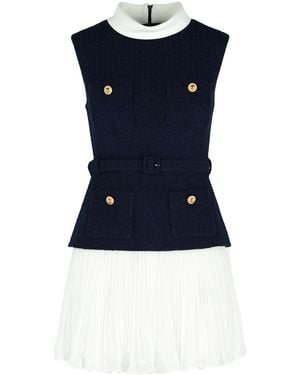 Self-Portrait 'Boucle' Wool Blend Dress - Blue