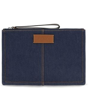 Fendi Medium Denim Pouch - Blue