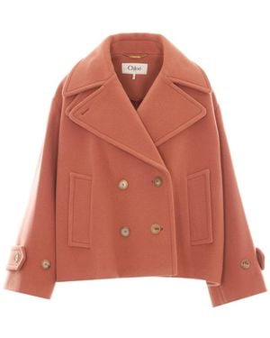 Chloé Double Breasted Button Jacket - Orange