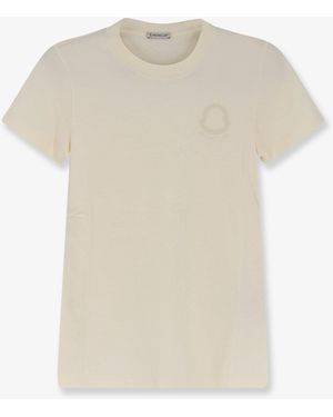Moncler Cotton T-Shirt With Flocked Logo On The Front - White