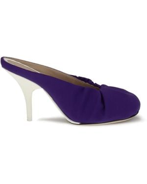 Dries Van Noten Satin Heeled Mules - Purple