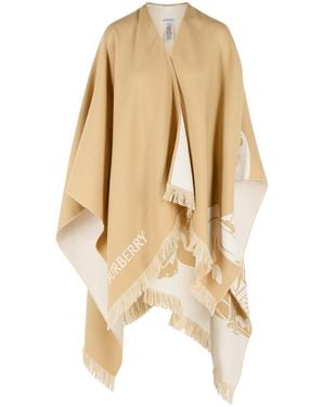 Burberry 'Ekd' Wool And Silk Cape - Natural