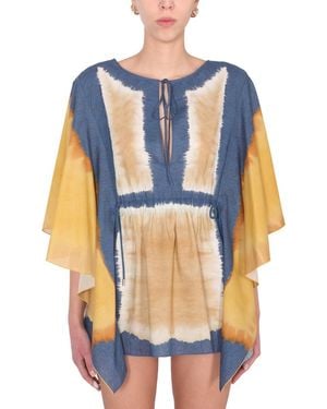 Alberta Ferretti Tie Dye Print Caftan - Blue