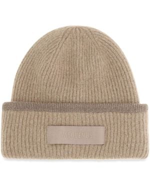 Jacquemus Gros Grain Ribbed Beanie - Natural