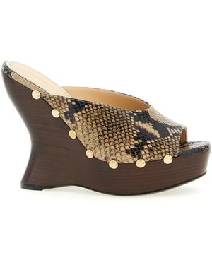 Magda Butrym Python Print Mules - Brown